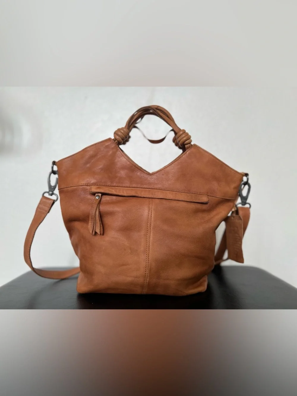 Latico Leathers Cognac Nash Crossbody Handbag - Picture 4 of 15